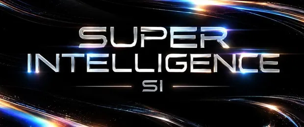Chrome SUPER INTELLIGENCE title with light streaks